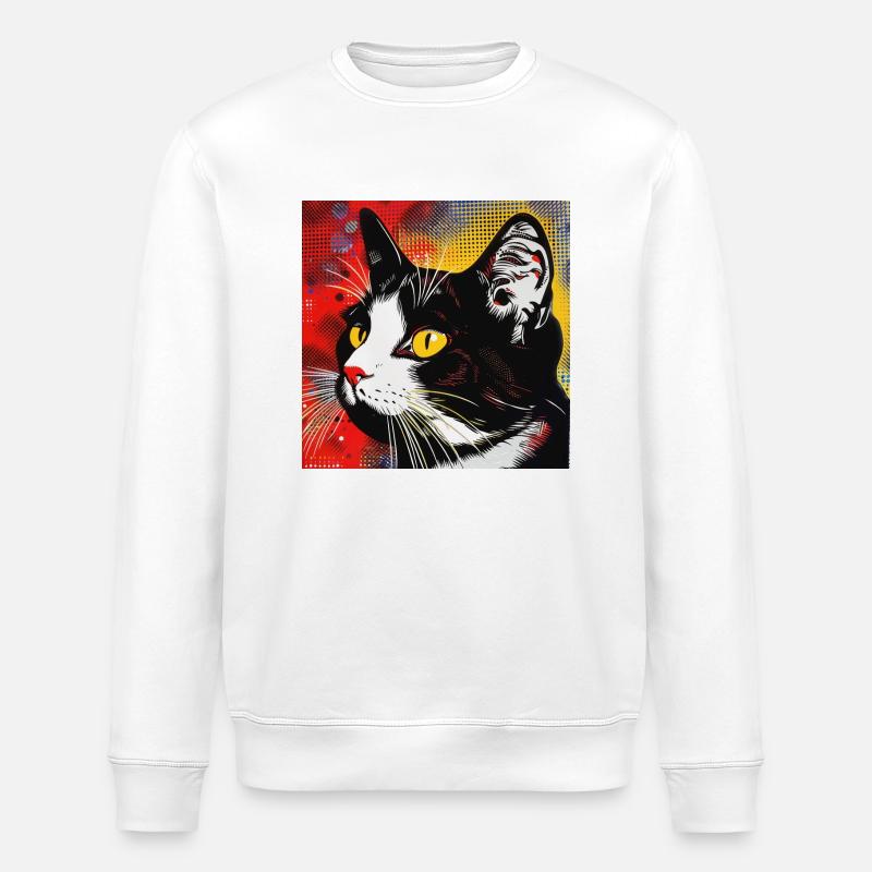 Chat, Motif De Chat - Sweat bio ROLLER Stanley/Stella Unisexe - blanc