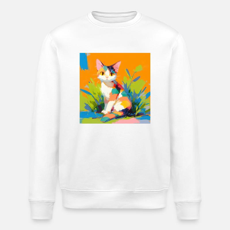 Katze, katzenmotiv - Stanley/Stella Unisex Bio-Sweatshirt ROLLER - Weiß