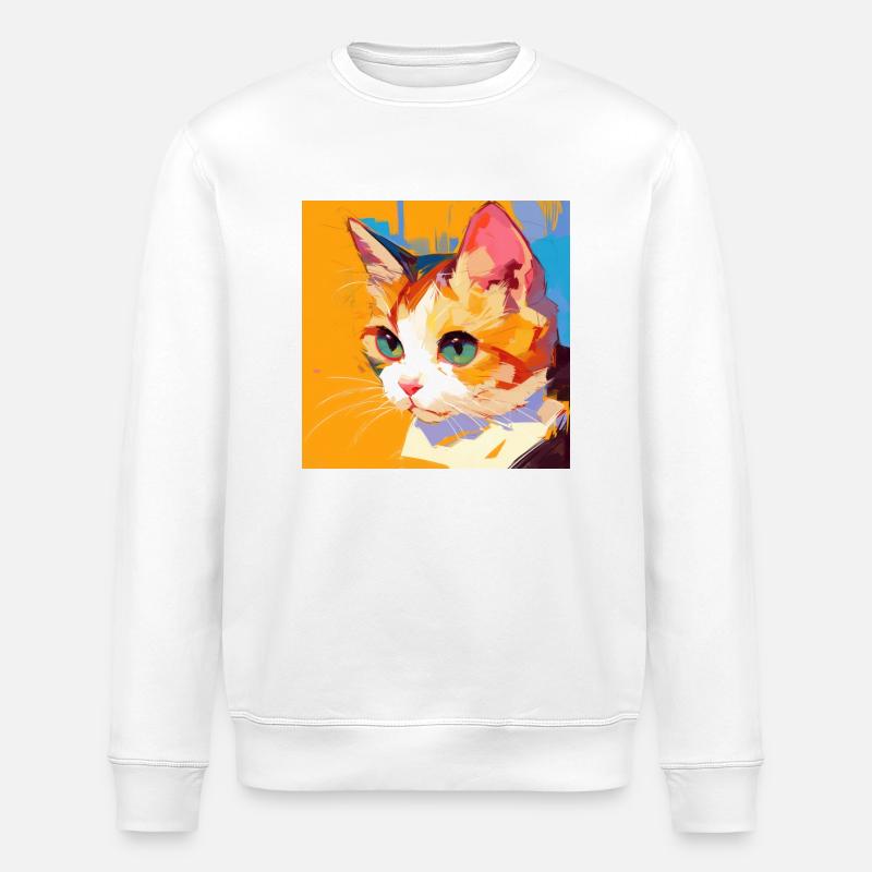 Chat, Motif De Chat - Sweat bio ROLLER Stanley/Stella Unisexe - blanc