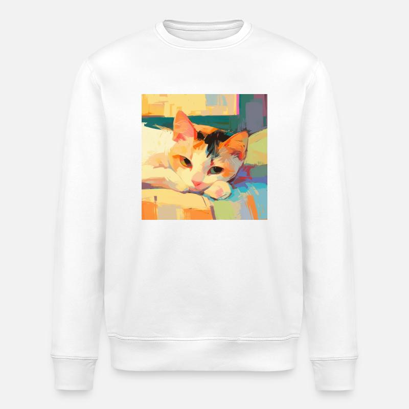 Katze, katzenmotiv - Stanley/Stella Unisex Bio-Sweatshirt ROLLER - Weiß
