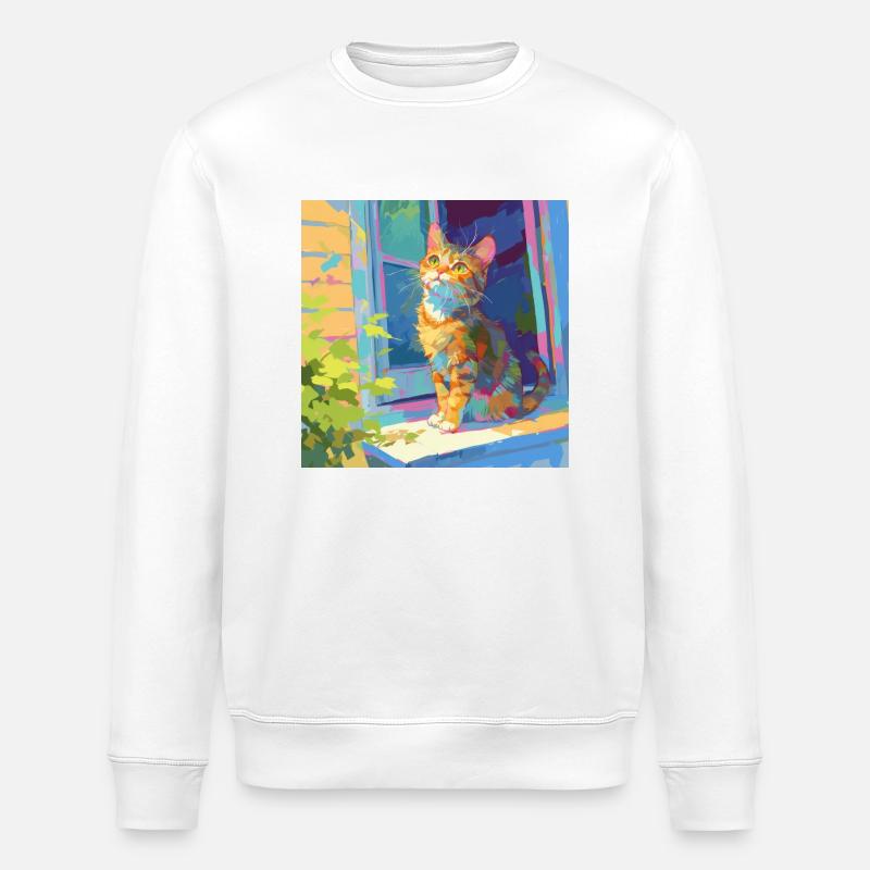 Chat, Motif De Chat - Sweat bio ROLLER Stanley/Stella Unisexe - blanc