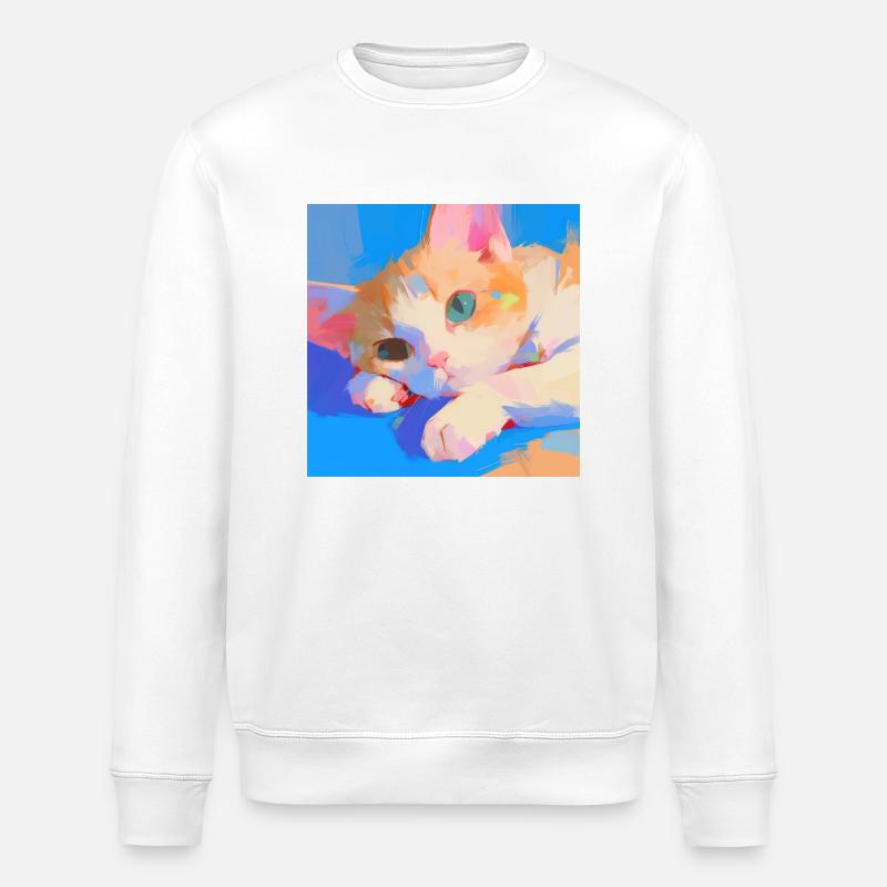 Katze, katzenmotiv - Stanley/Stella Unisex Bio-Sweatshirt ROLLER - Weiß
