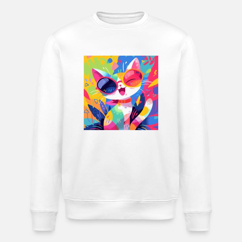 Chat, Motif De Chat - Sweat bio ROLLER Stanley/Stella Unisexe - blanc