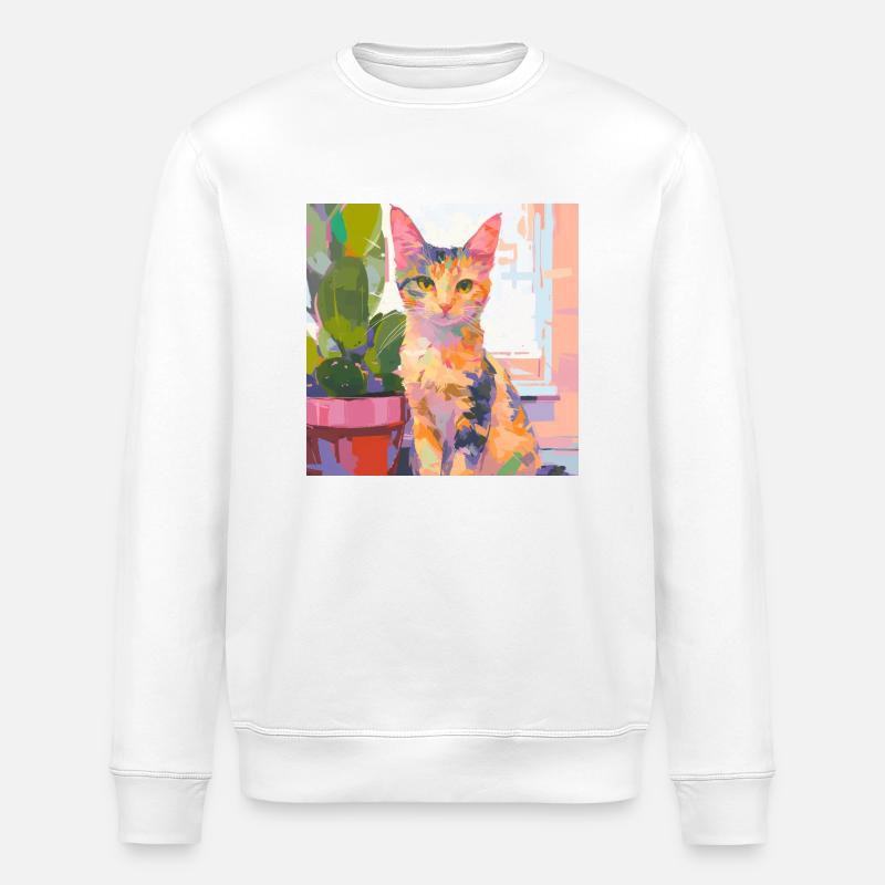 Chat, Motif De Chat - Sweat bio ROLLER Stanley/Stella Unisexe - blanc