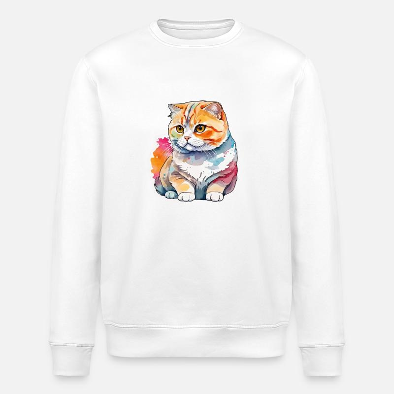 Scottish Fold Scottish Fold-Eared Cat - Stanley/Stella ROLLER Unisex Organic Sweatshirt - white