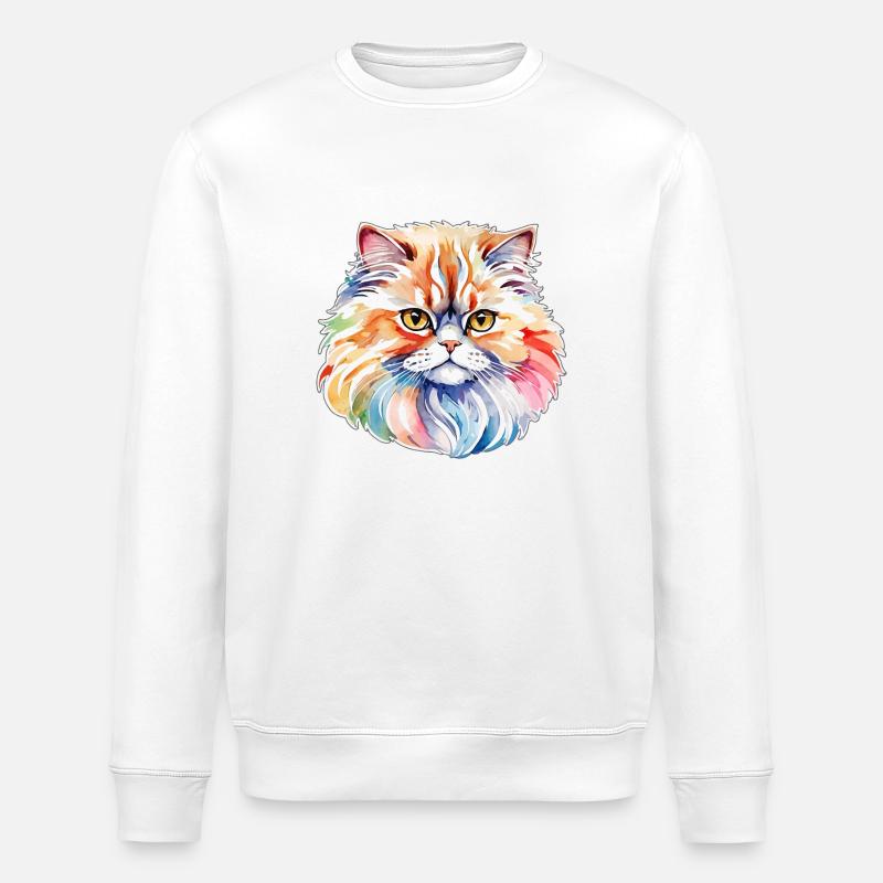 Perserkatze Wasserfarben - Stanley/Stella Unisex Bio-Sweatshirt ROLLER - Weiß