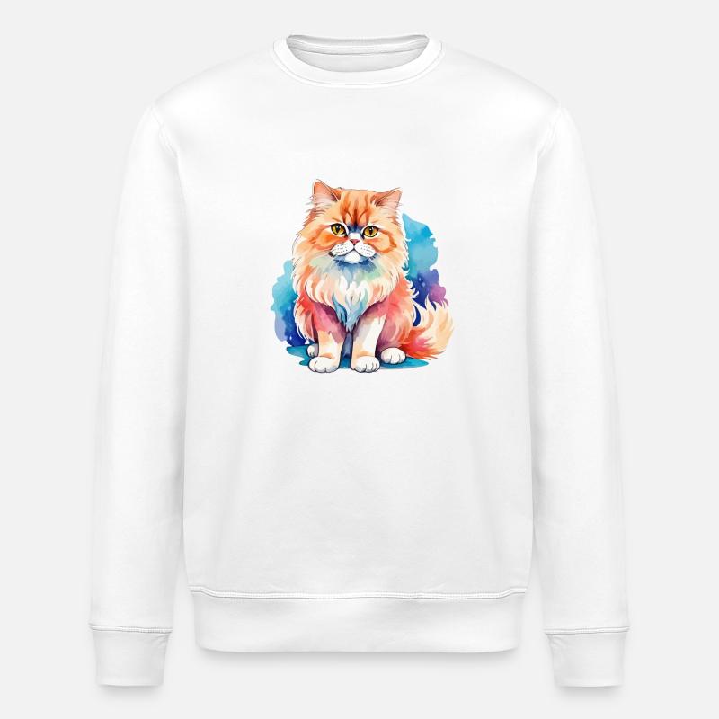 Perserkatze Wasserfarben - Stanley/Stella Unisex Bio-Sweatshirt ROLLER - Weiß