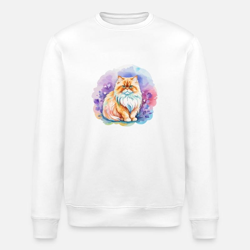 Aquarelles de chat persan - Sweat bio ROLLER Stanley/Stella Unisexe - blanc