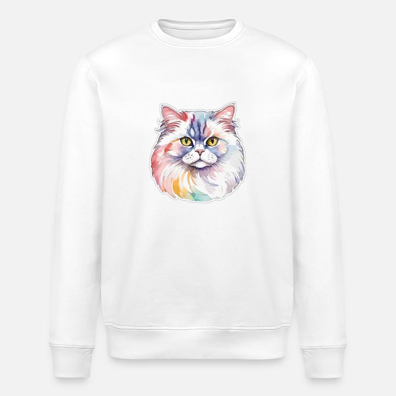 Aquarelles de chat persan - Sweat bio ROLLER Stanley/Stella Unisexe - blanc