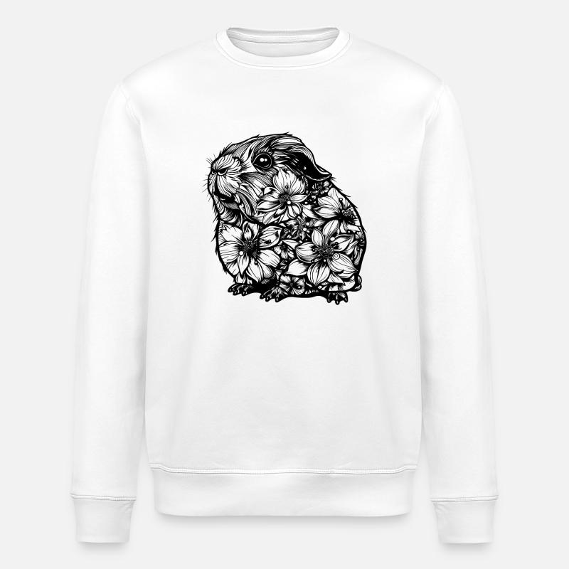 Fleurs Cochon d’Inde - Sweat bio ROLLER Stanley/Stella Unisexe - blanc