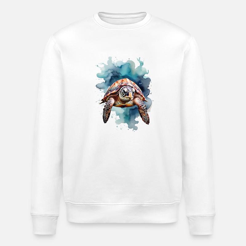 Sea's turtle under water - Stanley/Stella ROLLER Unisex Organic Sweatshirt - white