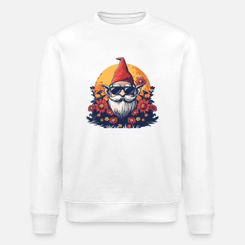 Lustiger Gartenzwerg mit Sonnenbrille - Stanley/Stella Unisex Bio-Sweatshirt ROLLER - Weiß