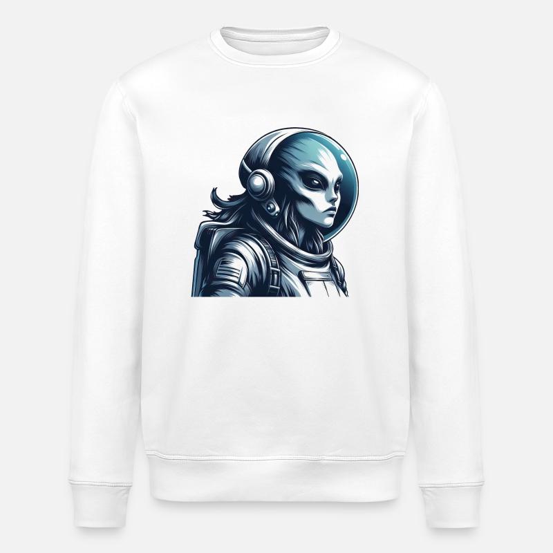 Alien Astronaut Space Exploration - Stanley/Stella ROLLER Unisex Organic Sweatshirt - white