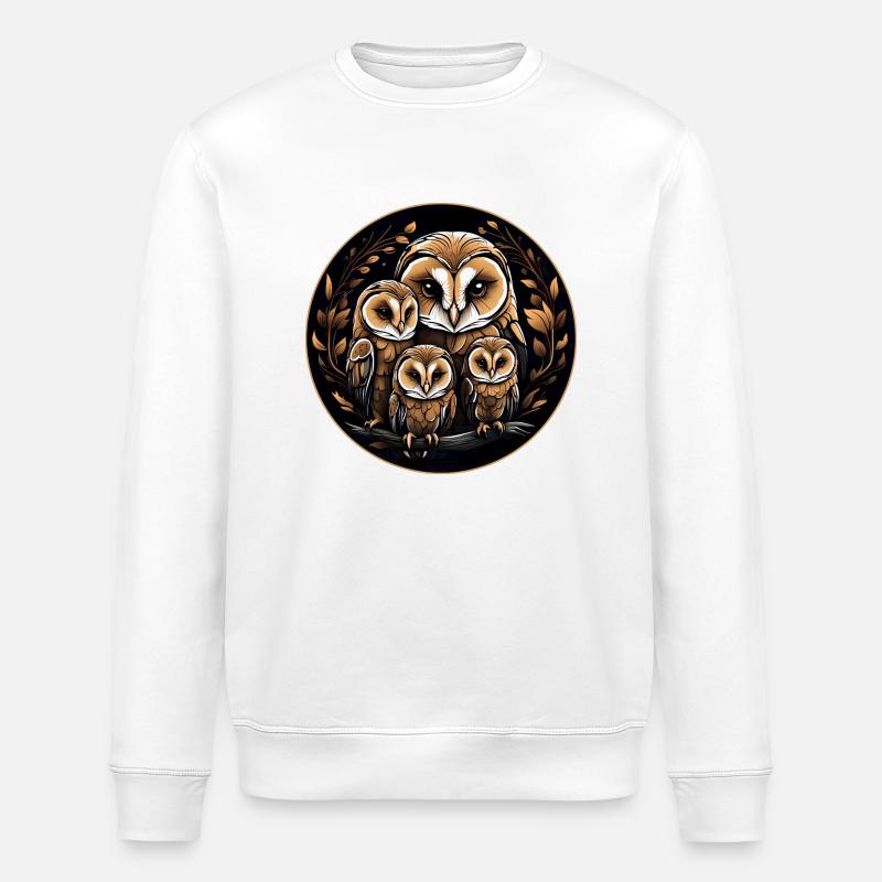 Schleiereule Schleiereulenfamilie Eulengrafik - Stanley/Stella Unisex Bio-Sweatshirt ROLLER - Weiß