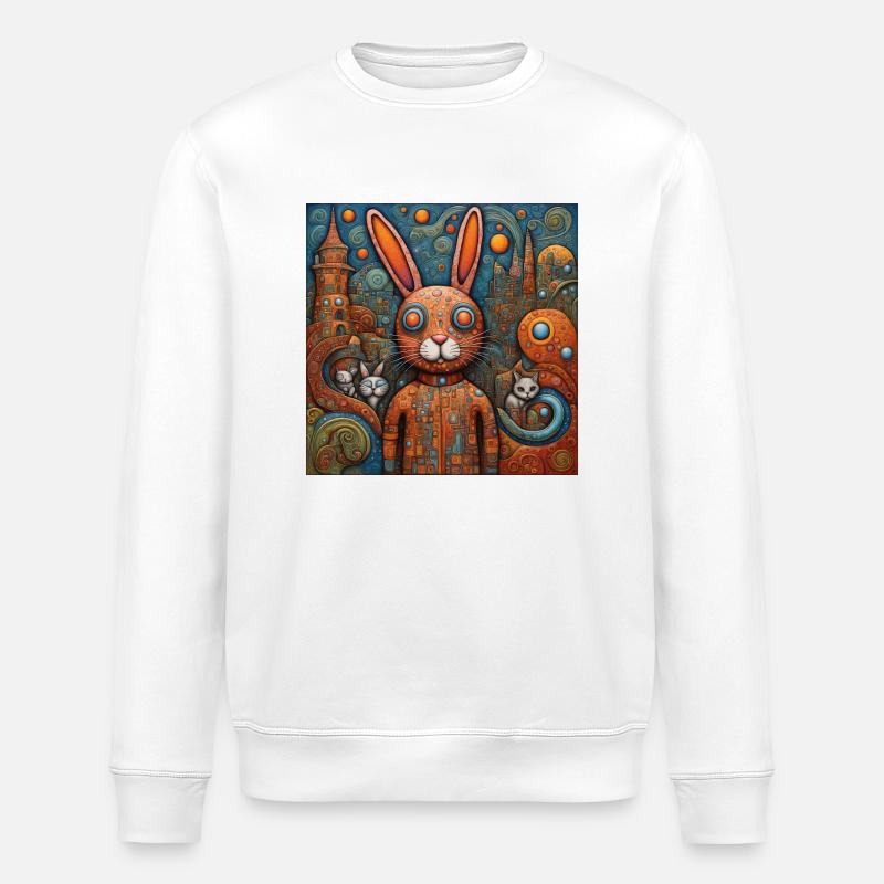 Surreal Pop Animals 9 Rabbit - Stanley/Stella ROLLER Unisex Organic Sweatshirt - white