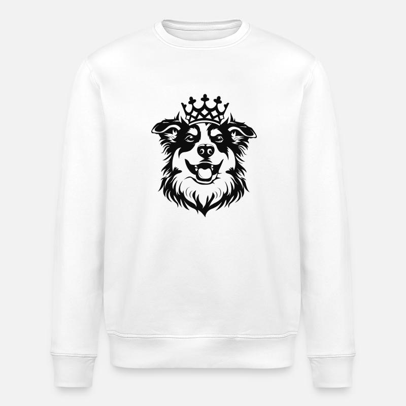 Fröhlicher Hund mit Krone - Stanley/Stella Unisex Bio-Sweatshirt ROLLER - Weiß