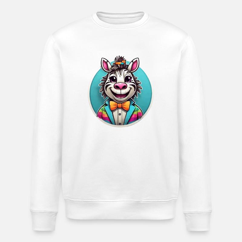 Funny Comic Zebra - Stanley/Stella ROLLER Unisex Organic Sweatshirt - white