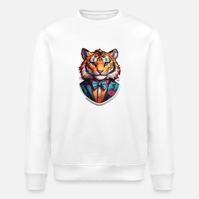 Drôle de tigre comique - Sweat bio ROLLER Stanley/Stella Unisexe - blanc