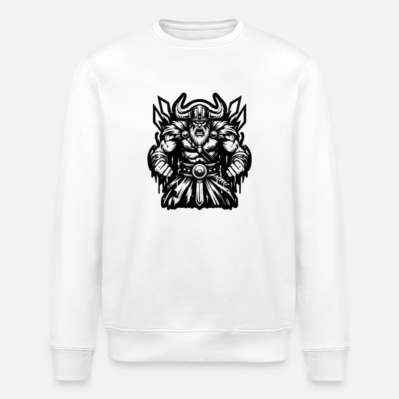 Kraftfull viking krigare version 2 - Ekologisk sweatshirt ROLLER unisex från Stanley/Stella - vit
