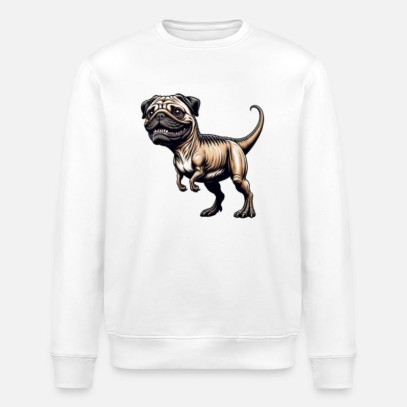 T-Rex & Carlin Hybride Cartoon Amusant - Sweat bio ROLLER Stanley/Stella Unisexe - blanc