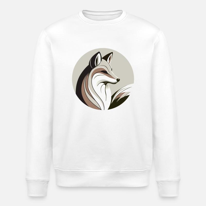 Fox in a circle - Stanley/Stella ROLLER Unisex Organic Sweatshirt - white