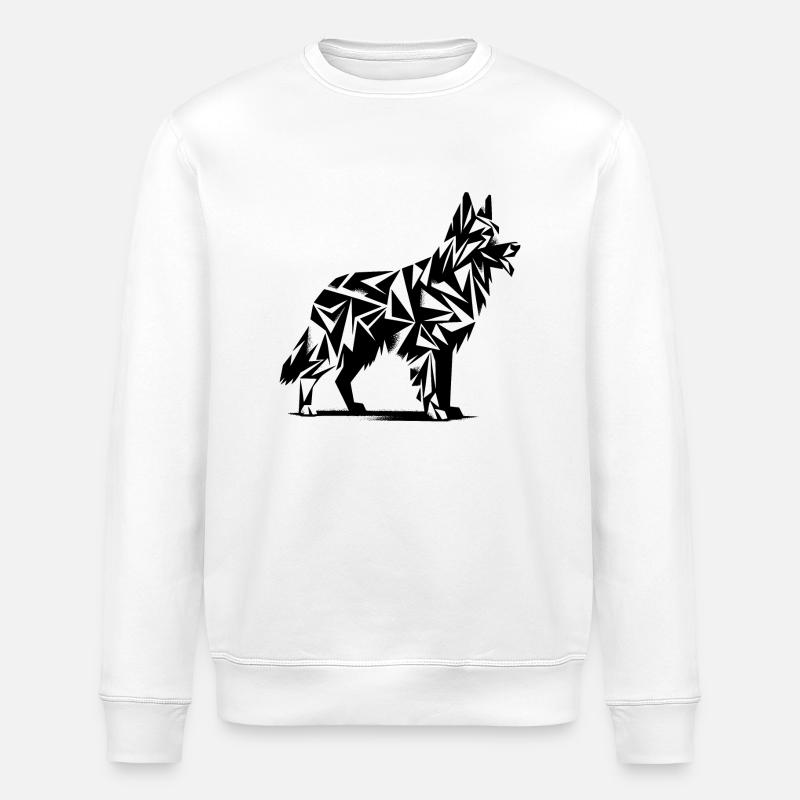 Geometrischer Schäferhund - Stanley/Stella Unisex Bio-Sweatshirt ROLLER - Weiß