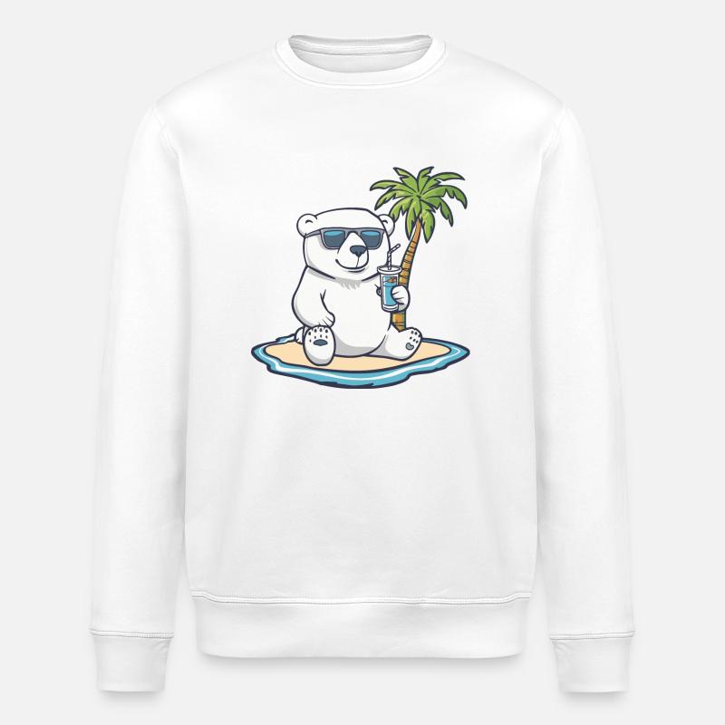 Eisbär Sommer Strand Urlaub - Stanley/Stella Unisex Bio-Sweatshirt ROLLER - Weiß