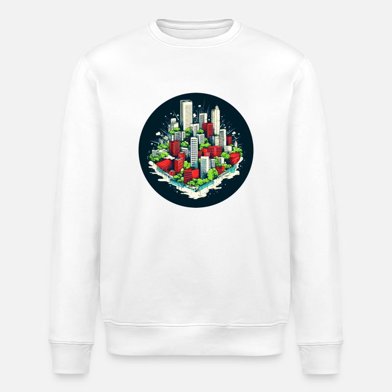 La ville, un chef-d’œuvre architectural - Sweat bio ROLLER Stanley/Stella Unisexe - blanc