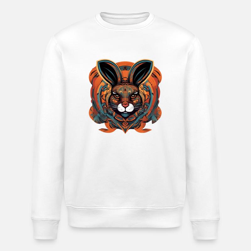 Hasenportrait - Stanley/Stella Unisex Bio-Sweatshirt ROLLER - Weiß