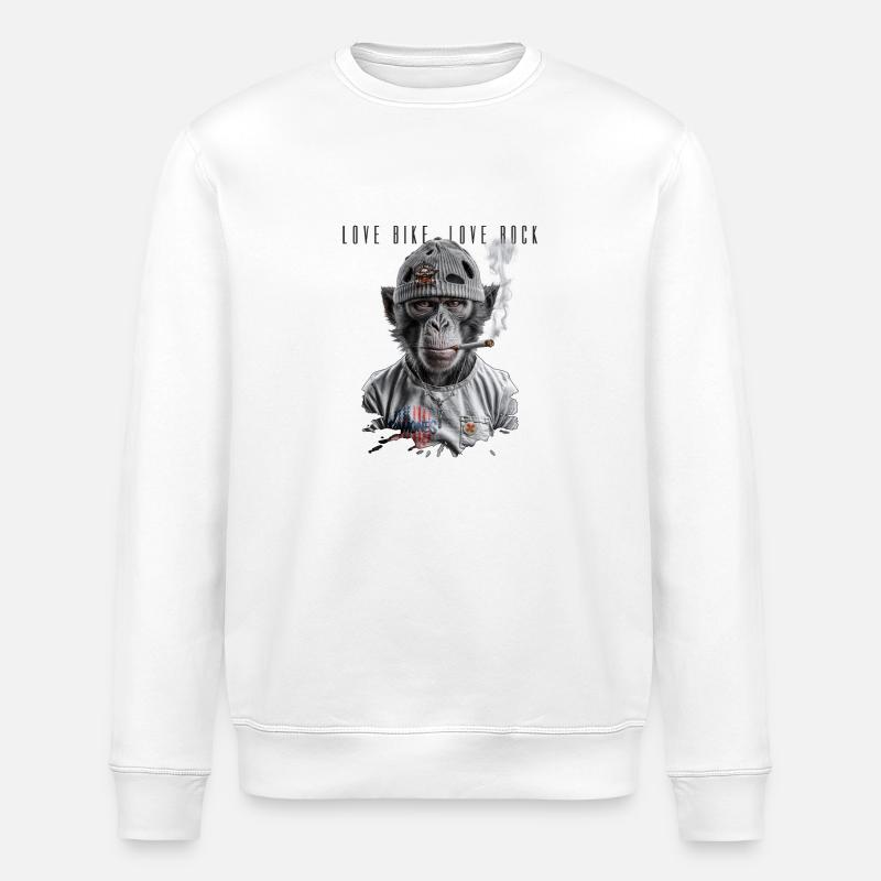 Motard primate de roche - Sweat bio ROLLER Stanley/Stella Unisexe - blanc