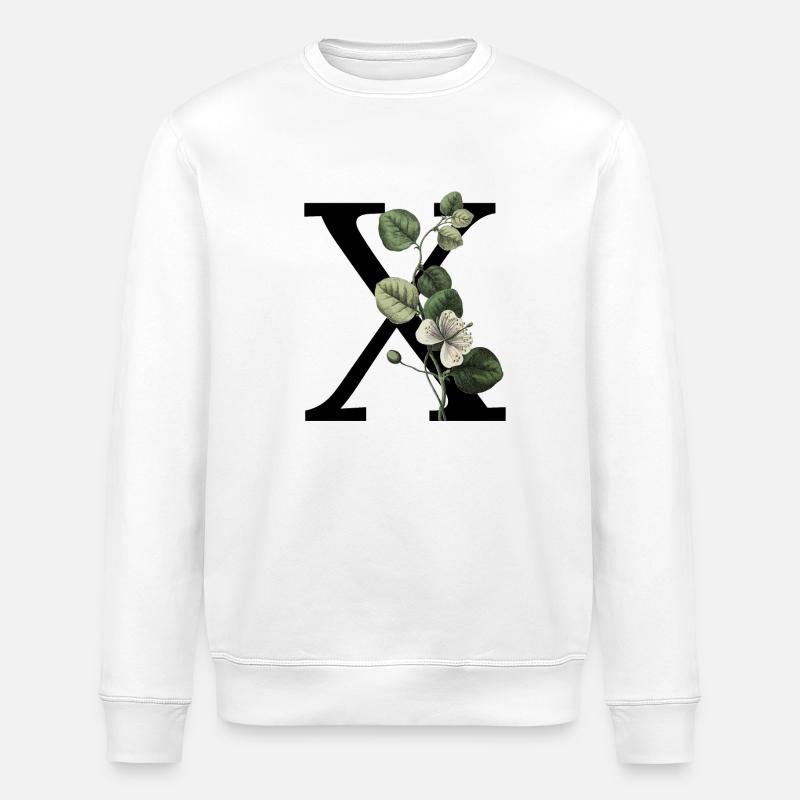 lettre x botanique vert - Sweat bio ROLLER Stanley/Stella Unisexe - blanc