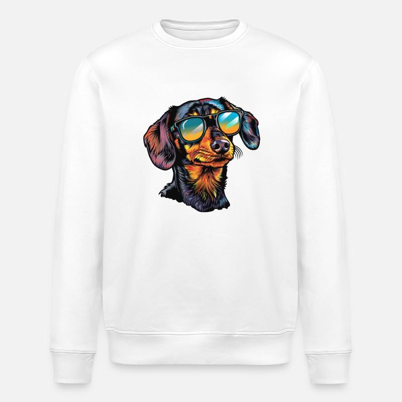 Dachshund Summer Sunglasses - Stanley/Stella ROLLER Unisex Organic Sweatshirt - white