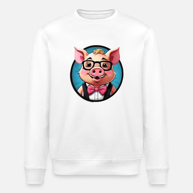 Funny Pig Comic - Stanley/Stella ROLLER Unisex Organic Sweatshirt - white