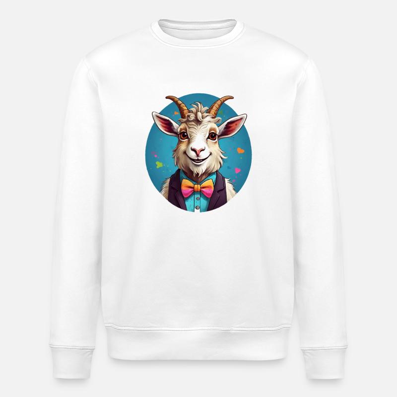 Funny Goat Comic - Stanley/Stella ROLLER Unisex Organic Sweatshirt - white