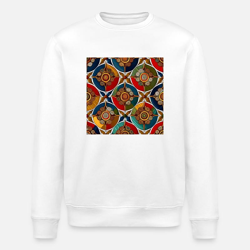 Modern Ajrakh Pattern - Stanley/Stella ROLLER Unisex Organic Sweatshirt - white