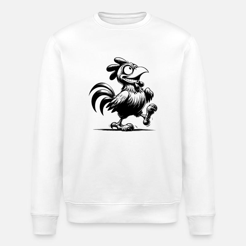 Dessin de coq drôle souriant - Sweat bio ROLLER Stanley/Stella Unisexe - blanc