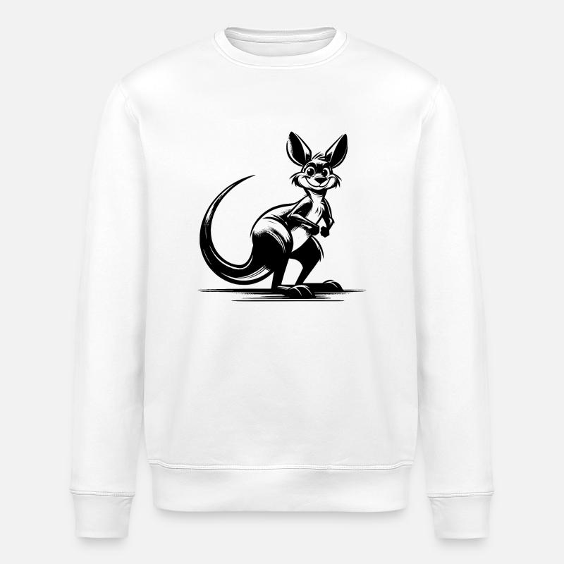 Australian smiling kangaroo - Stanley/Stella ROLLER Unisex Organic Sweatshirt - white