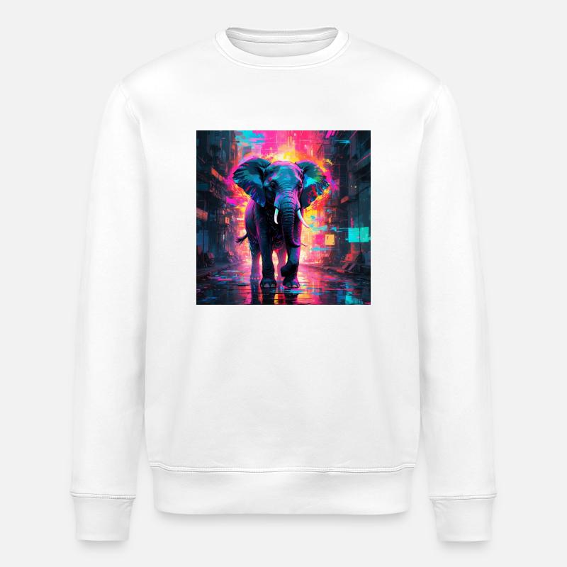 Neon Elefant - Stanley/Stella Unisex Bio-Sweatshirt ROLLER - Weiß