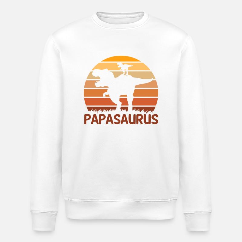 Papa Vater Dino Dinosaurier Papasaurus - Stanley/Stella Unisex Bio-Sweatshirt ROLLER - Weiß
