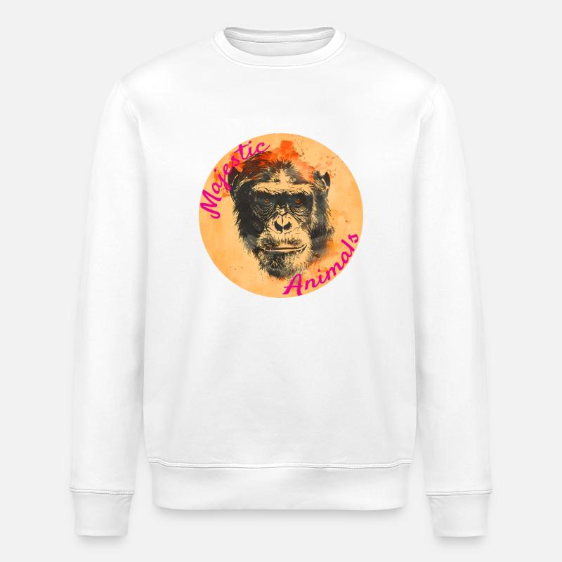 Majestic Animals: Schlauer Affe - Stanley/Stella Unisex Bio-Sweatshirt ROLLER - Weiß