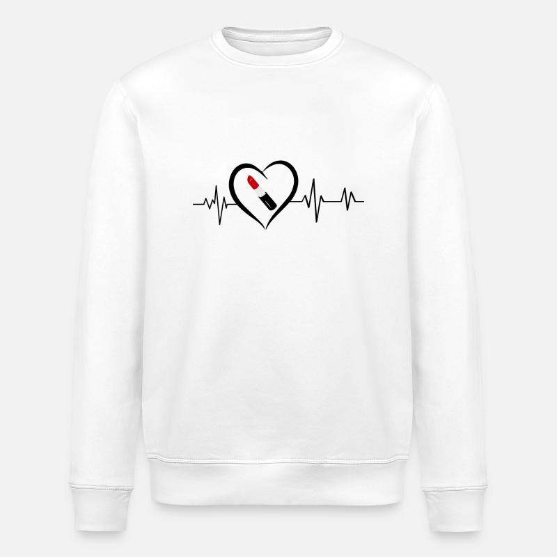 Herzschlag Lippenstift - Stanley/Stella Unisex Bio-Sweatshirt ROLLER - Weiß