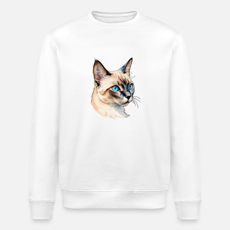 Siamkatze Wasserfarben - Stanley/Stella Unisex Bio-Sweatshirt ROLLER - Weiß