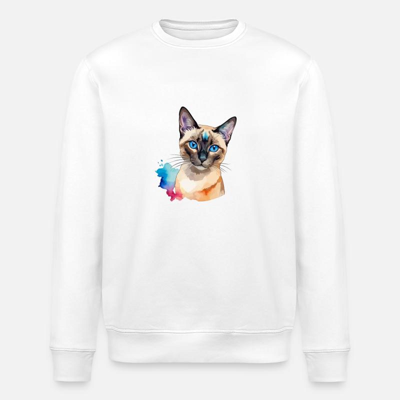 Siamkatze Wasserfarben - Stanley/Stella Unisex Bio-Sweatshirt ROLLER - Weiß