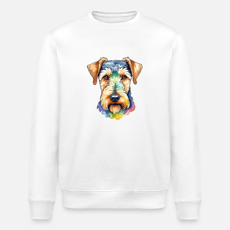 Airedale Terrier Aquarelle - Sweat bio ROLLER Stanley/Stella Unisexe - blanc