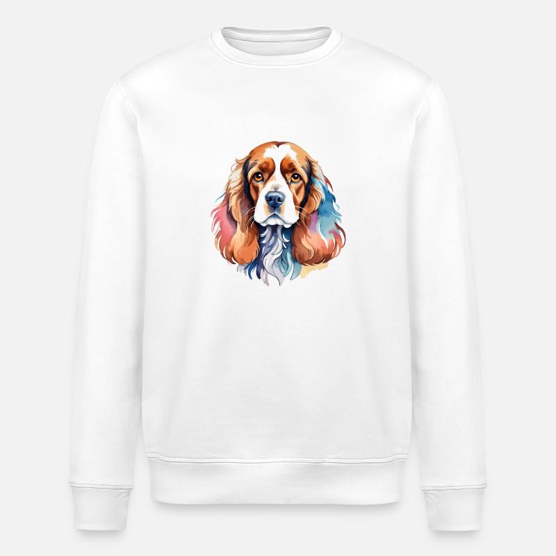 Cocker américain Épagneul Aquarelles - Sweat bio ROLLER Stanley/Stella Unisexe - blanc