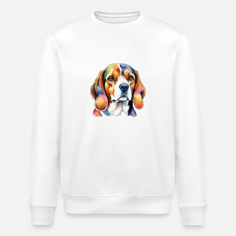 Beagle Aquarelles - Sweat bio ROLLER Stanley/Stella Unisexe - blanc