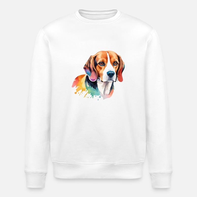 Beagle Aquarelles - Sweat bio ROLLER Stanley/Stella Unisexe - blanc