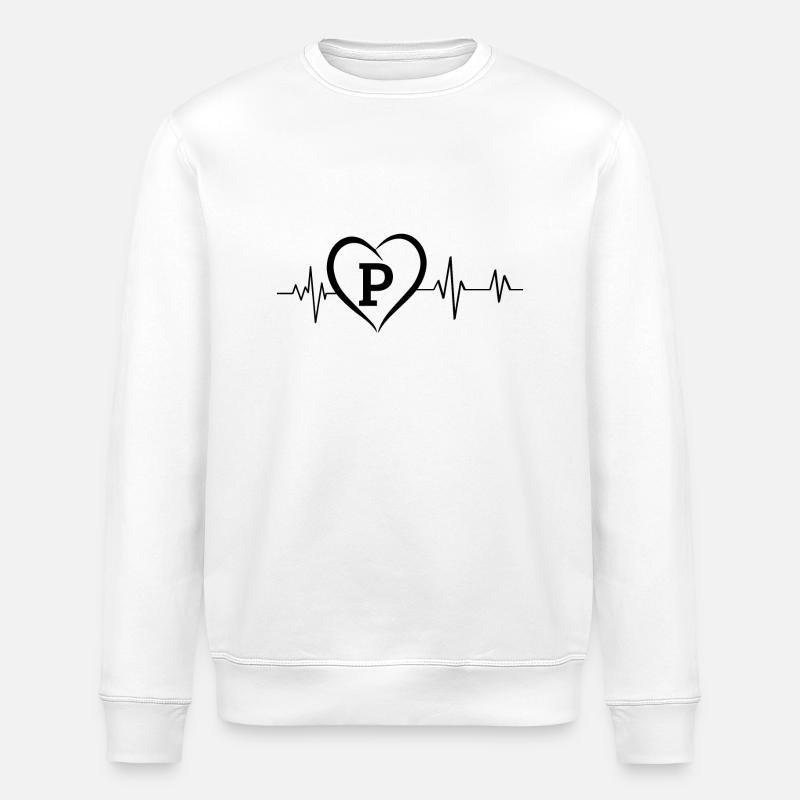battement de cœur lettre p - Sweat bio ROLLER Stanley/Stella Unisexe - blanc