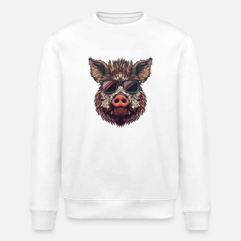 Wildschwein Sonnebrille - Stanley/Stella Unisex Bio-Sweatshirt ROLLER - Weiß
