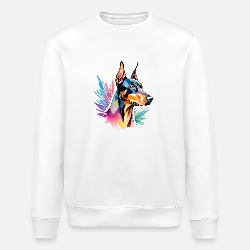Doberman Aquarelles - Sweat bio ROLLER Stanley/Stella Unisexe - blanc